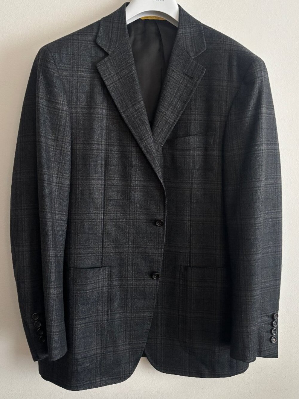 $2495 Canali Kei Unstructured Charcoal Glen Plaid Wool Sport Coat/ Blazer - 42